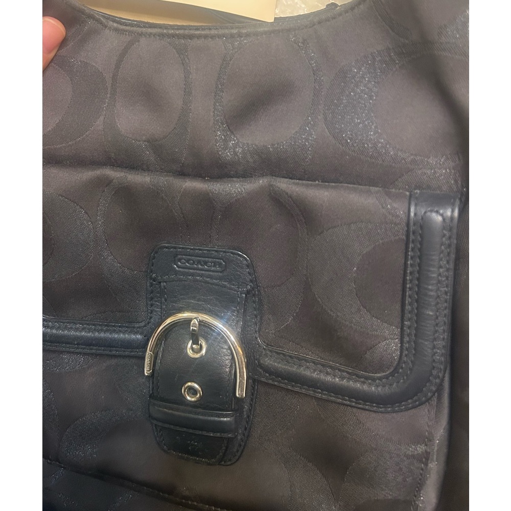 Authentic Coach Dark Brown Campbell Signature Shoulder Bag with Leather Trim - Picture 8 of 11